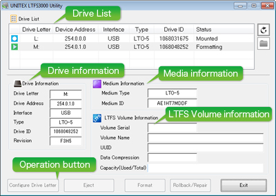 Arkicon partner Unitex LTFS3000 appscreen